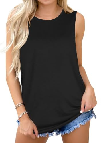 Tank Top Damen Sommer Tops Ärmellose T Shirt Lässig Rundhals Weste Tees | weicher und atmungsaktiver Stoff, Basic Tanktop Lose Fit, Locker Sommertops, Tanktops Frauen für tägliche Outfits