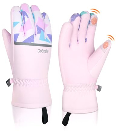 GoSkala Fahrradhandschuhe Kinder Winter, Warme Touchscreen Handschuhe Kinder mit Anti-Rutsch - Winddichte Handschuhe für Jungen Mädchen