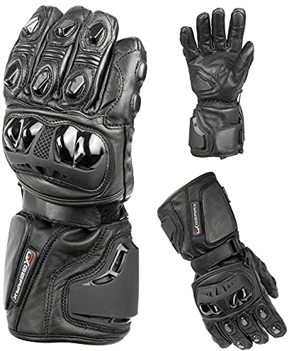 GEARX Belüftete Motorradhandschuhe aus echtem Leder & Knöchelschutz