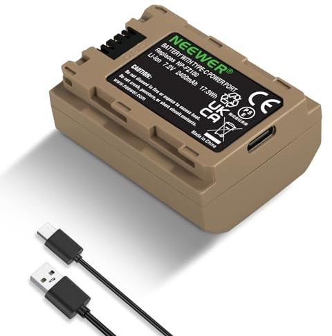 NEEWER 2400 mAh NP-FZ100 Ersatzakku Kompatibel mit Sony | Kompatibel mit A1 A9 A9 II A7 III A7R V A7S III A7 IV A6600 A7C, Wiederaufladbar Kamera Akku, USB C 2,5 Std. Schnellladen