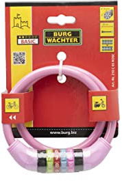 Burg-Wächter Fahrradschloss mit Zahlenschloss, Spiralschloss, Seilschloss Kabelschloss, 65 cm lang, Ø 10 mm, Rose