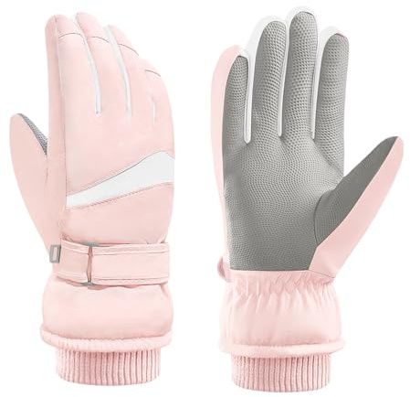 Andiker Damen wasserdichte Skihandschuhe, Winter Touchscreen Thermohandschuhe mit Fleece, Winddichte Snowboardhandschuhe für Skifahren Laufen und Radfahren