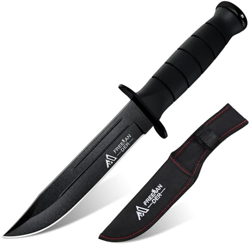 Freelander Outdoor Messer Feststehende, Survival Messer Full Tang 5CR13 Stahl, Scharfes Jagdmesser mit Nylon Scheide, Bushcraft Messer für Camping, Wandern, Geschenke für Männer