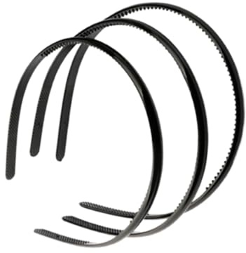 3 Stück Haarband, Rutschfeste Haarreifen,Schwarz Plastik Haarband, Kunststoff Stirnbänder mit Zähnen Dünne,Zähne für Mädchen Damen Plain Stirnbänder
