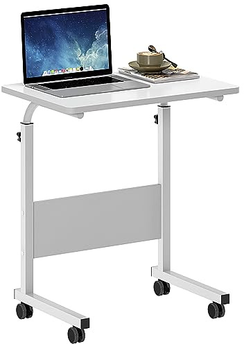 SogesHome Höhenverstellbarer Laptop-Tisch mit Rollen, Mobiler Computertisch/Beistelltisch für Sofa, Bett oder Büro, Kleiner Schreibtisch für Home-Office, Arbeiten im Sitzen & Stehen,60 x 40 x 71 cm