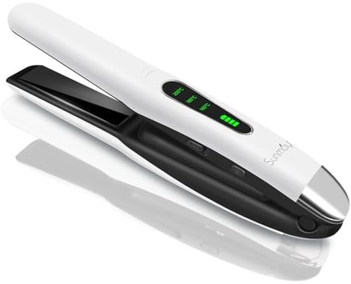 SUNMAY Voga Glätteisen Kabellos, Titan Glätteisen Locken und Glätten 2 in 1, Tragbares Akku Haarglätter, Kabelloser Haarglätter Mini Reiseglätteisen, 3 Ainstellbaren Temperaturen, 5000mAh Akku