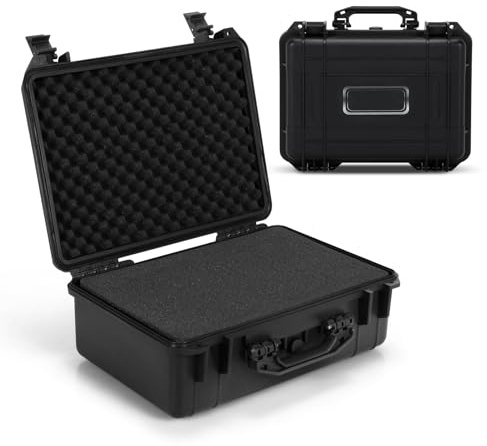 GOPLUS Outdoor-Fotokoffer, Universal Transport-Koffer mit Rasterschaumstoff, Kamerakoffer wasserdicht, Universalkoffer Transportkoffer für Kameras, Objektive, Waffen & Drohnen (47 x 37 x 18 cm)