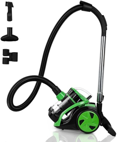 Herrselsam Beutelloser Staubsauger 900W, Leiser Bodenstaubsauger mit Starker Saugleistung, 3,0L Staubbehälter, 3 Saugdüsen, Hygienefilter, Langes Kabel, Für Parkett, Teppich und Hartboden