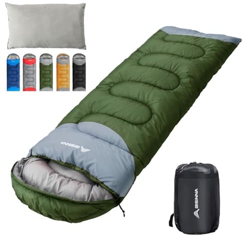 BISINNA Schlafsack 1.9kg 4 Jahreszeiten Wasserdichter Warmer Deckenschlafsack mit Kompressionssack für Erwachsene, Damen, Herren Outdoor Camping, Wandern, Rucksackreisen