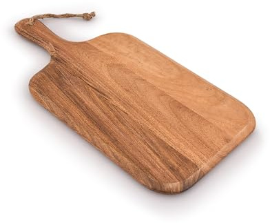 Samhita Kaizen Casa Schneidebrett aus Akazienholz, für Fleisch, Käse, Brot, Gemüse und Obst, mit Griff, 38,1 cm x 17,78 cm