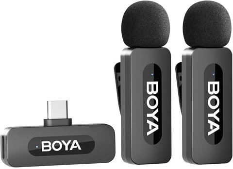 BOYA BY-V20 USB-C kabelloses Mikrofon, Mini Ansteckmikrofon mit Geräuschunterdrückung, kompatibel mit Android/Typ-C-Smartphone, Laptop für YouTube, Podcast, Facebook, Vlogging Aufnahmen