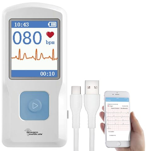 newgen medicals EKG für Zuhause: Mobiles medizinisches EKG-Messgerät mit PC-Software und App (Gerät, Gerät für Zuhause, Mobile)