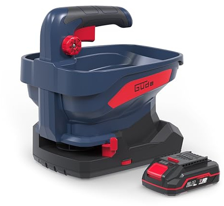 Güde Akku Universalstreuer GUS 18-201-05 (18 V, Li-Ion, 5 m Streubreite, 6 Geschwindigkeitsstufen, 8 Streumengenstufen, 6 Streubreitenwinkel, 3,3 Liter Fassungsverm., inkl. 2 Ah Akkupack & Ladegerät)