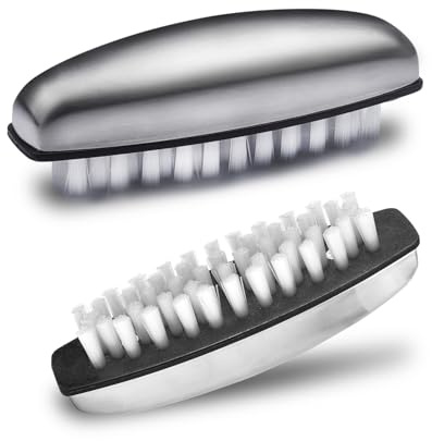 UCEC 2er Nagelbürste Edelstahl – Handbürste für Nägel, Handwaschbürste | Handbürste Edelstahl, geruchsentfernend, 2-in-1 Fingernagelbürste, Nagelbürste hart, langlebig, für Bad, Küche & Handwäsche