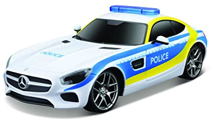 Maisto Tech R/C Mercedes Benz AMG GT Polizeiauto, 20cm - Ferngesteuertes Auto ab 5 Jahre 1:24 RC Auto 2,4 GHz - ca. 6 km/h Auto Ferngesteuert Polizei (581527), Weiß-blau