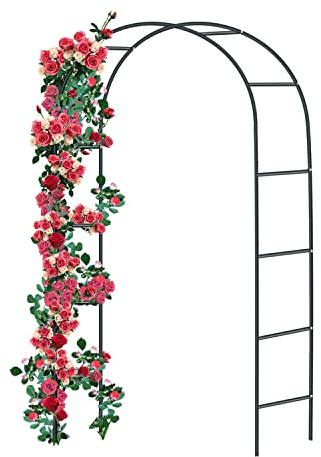 Forever Speed Rosenbogen aus Metall Rankgitter Rosenhilfe aus Pulverbeschichtetem Stahl, Garten Decoration und Verzierung Kletterer wetterfest 240 x 140 x 38 cm/Schwarz