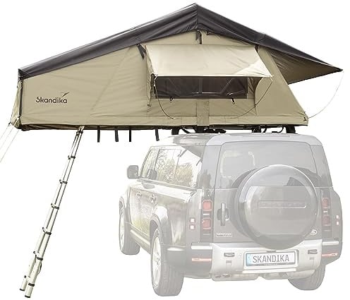 Skandika Dachzelt Freeland 240 x 160 | Autodachzelt für 2-3 Personen, Softcover Autozelt, wasserfest 2500 mm, Eingang und Fenster mit Moskitonetz | Auto Zelt für PKW, Bus