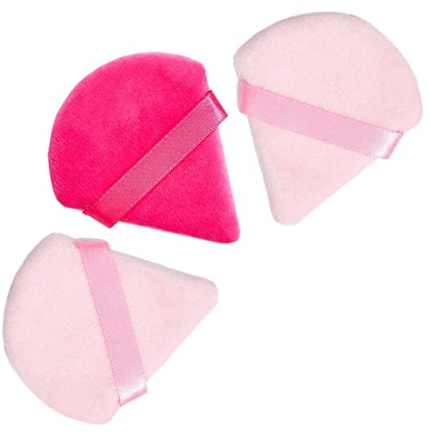 LAC FOR YOU Powder Puff Set 3-teilig – Puderquaste Mikrofaser Setting Beauty Sponge für Gesicht, Augen & Nase, Waschbar, Make-up Fixierung ohne Flecken - Hellrosa, Dunkelrosa