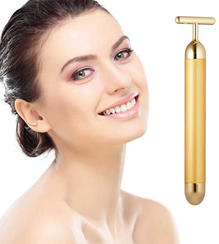 Beauty Bar 24k Golden Massagegerät für das Gesicht, T-förmiges Gesichtsmassagegerät Für Stirn, Wange, Hals, Arm, Augen, Nase, Hautpflege-Tools