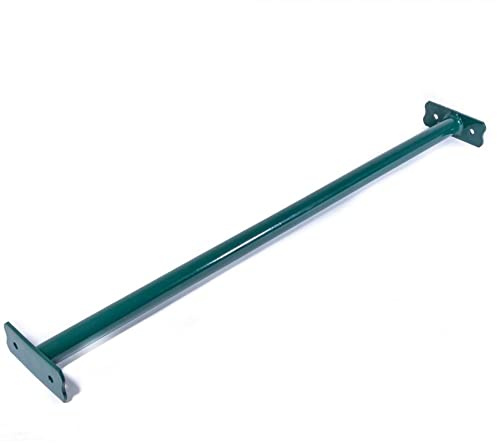 Reckstange Metall 90 cm Grün RAL6005 – Turnstange Ø32 mm mit Befestigungsplatten für Garten Spielgerät Kinderreck