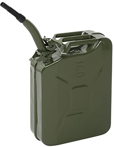 HOBBYZOO Benzinkanister 20L Metall, Kanister Kraftstoffkanister mit Ausgießer (Grün)