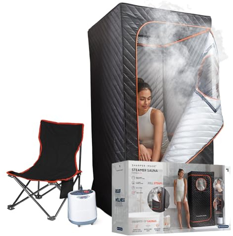 SHARPER IMAGE - Tragbare Sauna - Wellness - Dampfbad - Klappstuhl inklusive - Wärmetherapie - Revitalisiert die Haut - Regeneration - Stressabbau - Wellness - Entspannung
