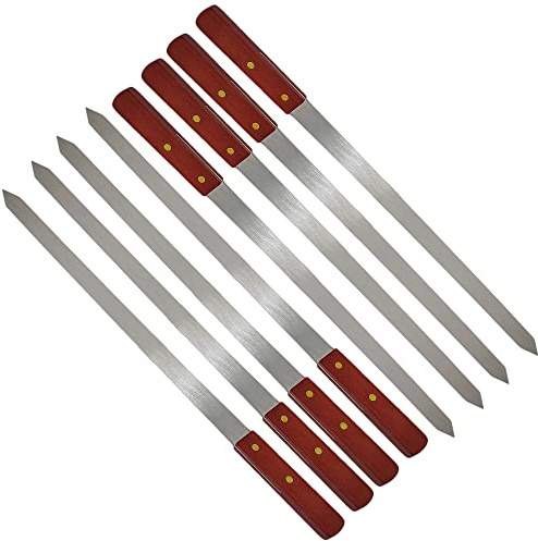 8 Stücke Flache Grillspieße Edelstahl, Adana Spieße, 60cm Fleischgabel Extra Lange Schaschlikspieße, Fleischspieße Grillzubehör für Grillbesteck
