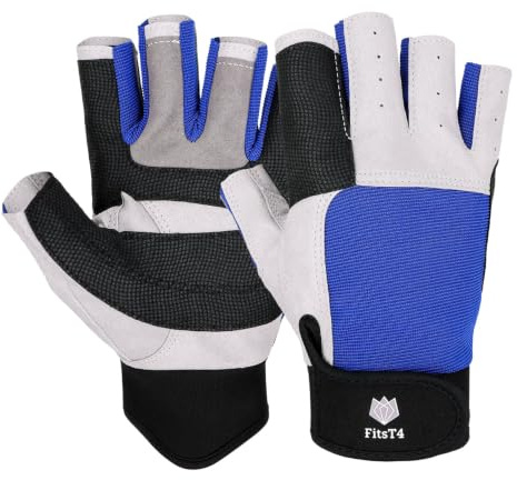 FitsT4 Sports Segelhandschuhe mit ¾-Finger und Idealem Griff für Segeln, Yacht, Segelsport, Paddeln, Kajak, Angeln, Fischen, Dinghy, Schlauchboot, Wassersport mit Booten