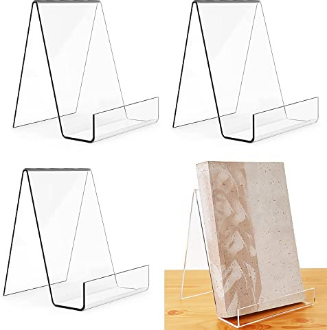 Demarsen 3PCS Acryl Buchständer Plexiglas Buchständer Klarer Acryl-Bücherständer A4 Buchstütze book stand Flyerständer für Büchern,Notebooks,Bilderalben,Bilderbücher