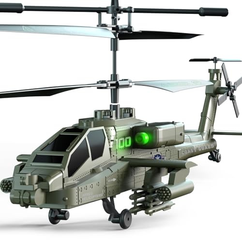 VATOS Ferngesteuerte Helikopter für Kinder, 2.4GHz Hubschrauber Ferngesteuert mit 2 Akkus & EIN-Knopf-Start, Military RC Helikopter Spielzeug Geschenke für Jungs oder Anfänger ab 8 Jahre