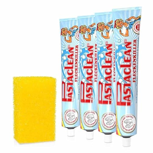 Pastaclean Fleckenpaste, Fleckentferner für alle Fleckenarten, 4x 100ml + Schwamm