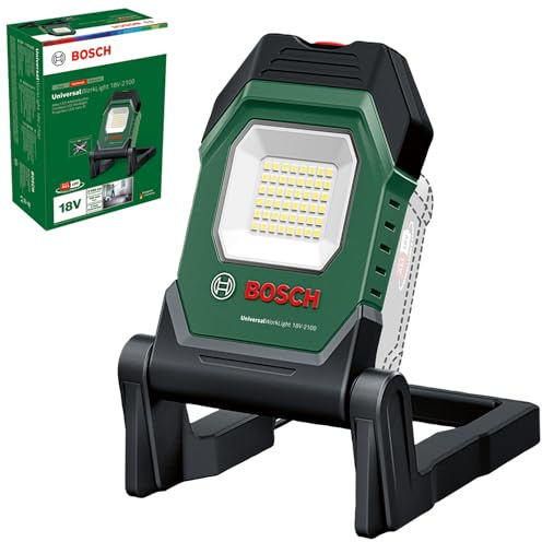 Bosch Akku- LED-Arbeitsleuchte/Baustellenlampe/mobiler Strahler UniversalWorkLight 18V-2100 (max. 2100 Lumen, 3 Helligkeitsstufen, Kopf mit 10 Klapppositionen; ohne Akku)