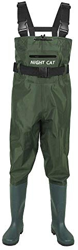 Night Cat Wathose wasserdichte für Damen Herren Nylon Wathose mit PVC Stiefeln Atmungsaktive