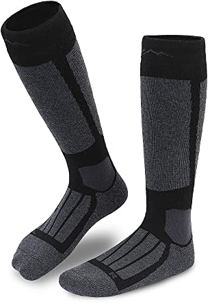 gipfelsport Skisocken für Kinder, Herren und Damen - Dicke Socken aus Merinowolle, warme Merino Snowboardsocken, 1x Paar Skistrümpfe, Anthrazit, Größe 42-44