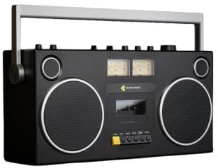 We Are Rewind Retro Kassettenrekorder Curtis - Boombox mit Bluetooth 5.4 tragbarer Kassettenspieler mit Aufnahmefunktion Ghettoblaster 104 W Stereo Lautsprecher mit 15h Akku in Schwarz