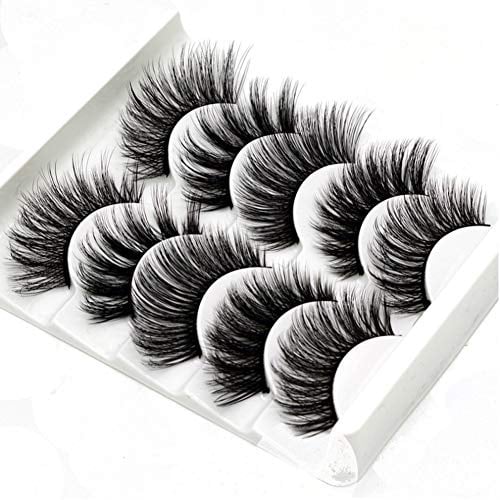 Falsche Wimpern Elocoise 5 Paare 3D Wimpern Wiederverwendbare lange handgemachte künstliche Wimpern für Augen Makeu (3D-55)