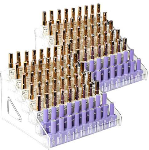GBACHOOSE 2 Stück Nagellack Aufbewahrung, Nagellack Organizer 6 Schichten, nagellack Regal Acryl, Organizer für Ätherische Öle, Kosmetika, Lippenstift