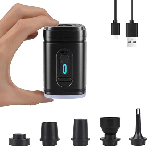 Tragbare Elektrische Luftpumpe 4000Pa, Wiederaufladbar Akku Luftpumpe | Elektrische Pumpe für Luftmatratze mit 5 Düsen für Pool, Schwimmring, Paddel und Vakuumbeutel, Auf- und Ablass