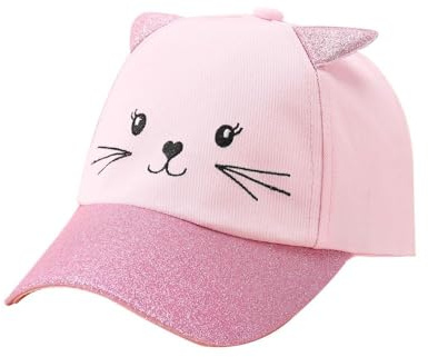 XFSRG Kinder Cap mit Katzenohren Basecap Sonnenhut Regenhut Snapback Baseball Cap Glitzer Schirmmütze Verstellbare Mütze für Jungen Mädchen(B)
