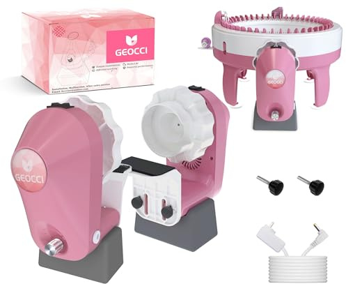 GEOCCI Elektrischer Strickmaschinen-Adapter für Sentro Rundstrickmaschinen mit 40 Nadeln und 48 Nadeln (Rosa)
