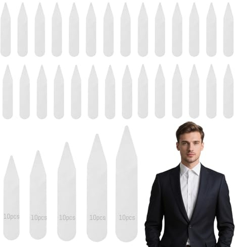 JEYORZY Set aus 50 Kragenstäbchen - Kragenstäbchen für Herren Hemden,Transparent Kragenstäbchen, Hemdkragenverstärker für Herrenhemden, damit der Hemdkragen den ganzen Tag perfekt sitzt