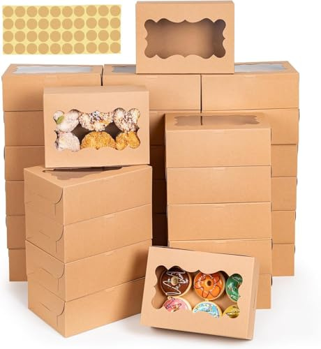 testyu 15 Stück Keksschachtel mit Sichtfenster, 21 x 15 x 7,5 CM Kraftpapier Geschenkbox Braune Kraftpapier Box Geschenkboxen für Bäckerei Schokolade Pralinenschachtel Verpackung