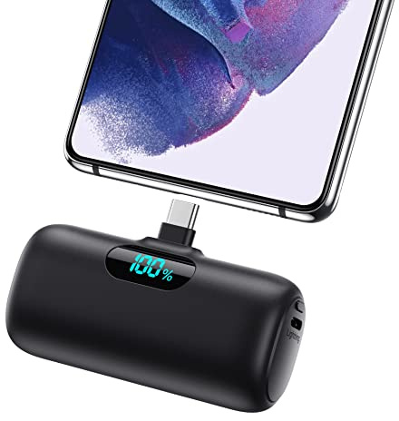 Feob Power Bank USB C 5000mAh, 15W PD 3.0A Schnelles Aufladen Powerbank Schlank LCD Display Extrener Akku Pack Kompatibel mit iPhone 15/15Pro/15 Plus Samsung S23,S22/Note/Huawei/LG,USB-C-Telefone usw