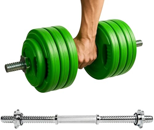 MuscleForge Kurzhantelstange 45 cm – Sternverschluss, extra Scheibenplatz, 25-28 mm kompatibel, gerändelter Stahlgriff – Hantelstange Kurz für Krafttraining Home Gym