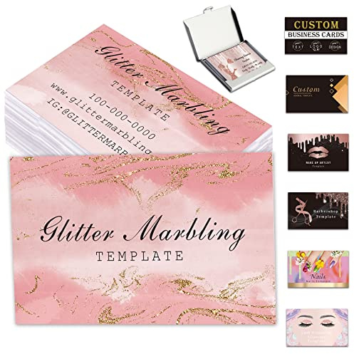 Visitenkarten Personalisierbar 100/500/1000 Stück individuell mit Logo-Text QR-Code personalisierbare glitzernde Marmorierungskarten für kleine Unternehmen 8,9 x 5,1 cm wasserfest doppelseitiger Druck