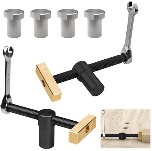 2 Stück Werkbank Schraubstock Zubehör Klemme, 4 Stück Positionierung Spannelemente Schraubstock, Hobelbank Niederhalter 20mm Loch für Holzarbeiten, Schreibtisch-Clip, Schnell Fixierte Klemme (Schwarz)