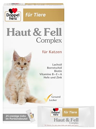 Doppelherz Haut und Fell Complex für Katzen - Mit wichtigen Omega-3 und Omega-6 Fettsäuren- 25 Licks