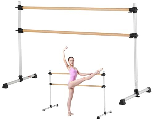 VEVOR Ballettstange Tanzstange freistehende Doppelstange, höhenverstellbare (170-1165 mm) Stretchstange aus Holz für Ballettübung, Gleichgewichtstraining, Entspannungsübungen