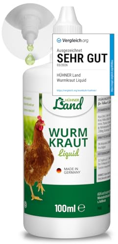 HÜHNER Land TESTURTEIL SEHR GUT 2026 Wurmkraut Liquid 100ml – für Hühner & Geflügel, mit echtem Wurmkraut (Artemisia Absinthium) in rezepturbasierter Pflanzenformel, geeignet für Hühner