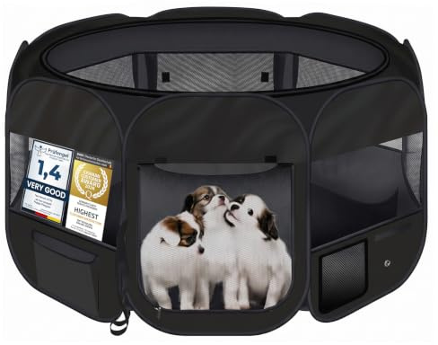 ALL PETS UNITED® Welpenauslauf XXL Pop-Up Laufstall Hund & Katze Rot | Sicherer Schutz für Jungtiere, sofortiger Pop-Up Aufbau, wasserfestes Oxford-Gewebe, Welpenstall Indoor, Katzenlaufstall